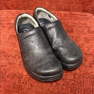 EUC Klogs Black Embossed Women's Slip on shoes
